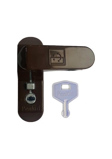 Penkid Pvc Çocuk Emniyet Kilidi Düğmeli Anahtarlı Koyu Kahverengi