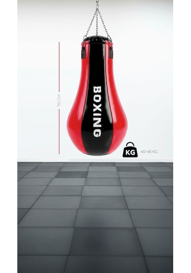 Spor Byfit Salon Tipi Özel Tasarım Armut Modelli Boks Torbası Kırmızı - Siyah