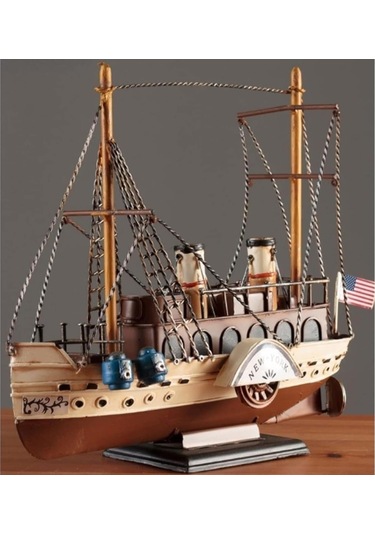 Dekoratif Retro Metal Yolcu Gemisi Vintage 31cm No.3