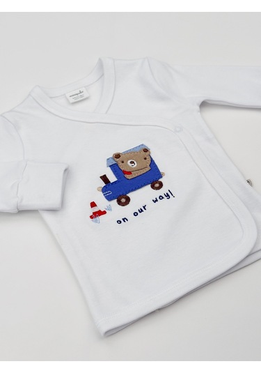 Sezgibaby 3lü Erkek Bebek Zıbın Seti Mavi - Beyaz