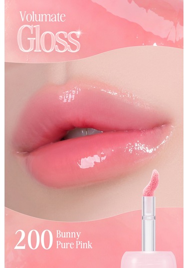 Clio Pigmentli Parlak Bitişli Dolgunlaştırıcı Lip Gloss Clıo Volumate Gloss 200 Bunny Pure Pink