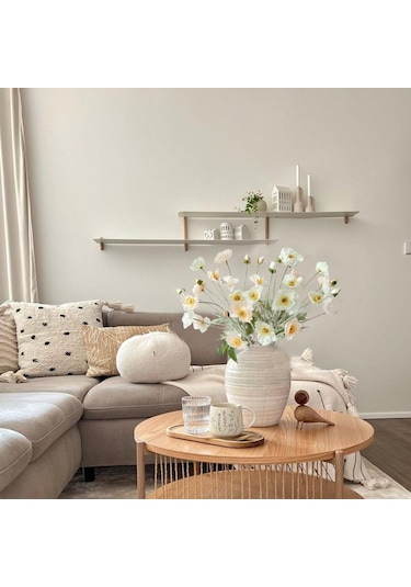 Yapay Çiçek Gelincik Çiçeği Kar Beyaz Renk 3 Çiçek 1 Tomurcuk 59cm Beyaz