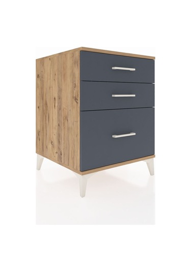 Kronos Komodin 3 Çekmeceli 60x59x80 Çam-antrasit Atlas Çam
