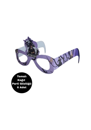 Wednesday Temalı Kağıt Gözlük 6 Adet Parti Gözlüğü Tüm Yaşlar