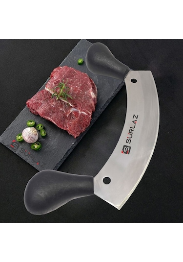 Çift Tutmalı Satır Zırh Sürlaz Kıyma Pizza Kesici Et Kıyma Bıçak