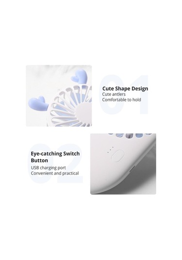 Beyaz Fonken Mini Usb Fan Sevimli Taşınabilir El Fan Hız Ayarlanabilir Hava Soğutucu Açık Seyahat Şarj Edilebilir Fan