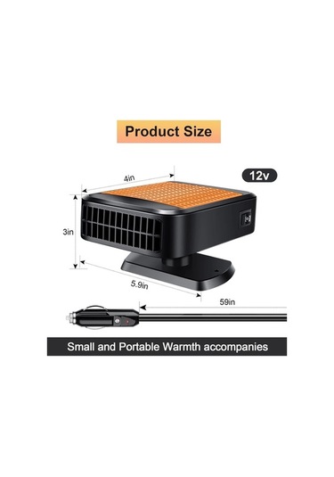 Dancemonkey Lichen Araba Isıtıcı, 12v Araba Isıtıcı, 2'si 1 Arada Isıtma Yx Siyah