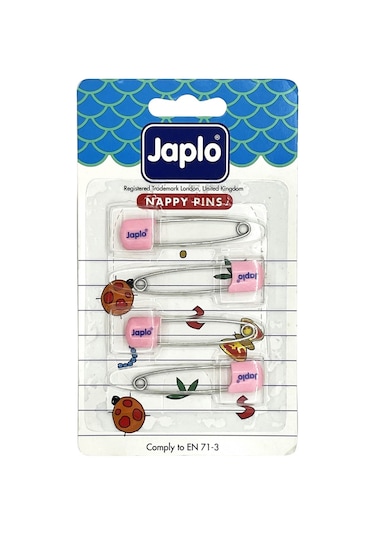 Japlo Emniyetli Çengelli Bebek İğnesi Pembe 4'lü Çok Renkli