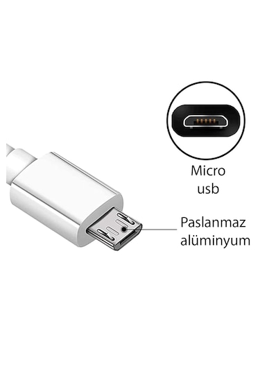 Abatech Micro-usb & Usb-a Data Ve Şarj Kablosu Beyaz