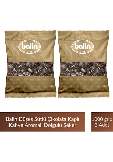 Balin Düşes Çikolata Kaplı Kahve Aromalı Sert Şeker 1000 Gr X 2 Adet
