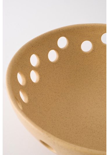 Sateen Mat Bej El Yapımı Oval Büyük Kase 8607