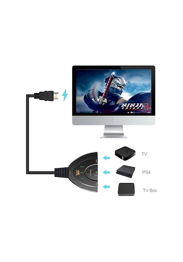 4K Hdmi Çoklayıcı Çoğaltıcı Switch 3 Giriş 1 Çıkış Çoklama Ps4 D