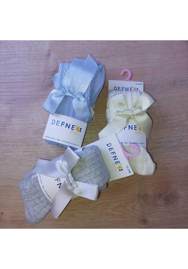 3 Adet Pamuklu Kurdele Detaylı Desenli Çocuk Ve Bebek Külotlu Çorap-868 ÇoK Renkli