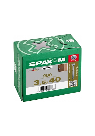 SPAX-M, 3,5 x 40 mm, 200 Adet, Yarım Dişli, Havşa Başlı,