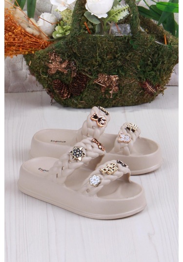 Fort Bella E423 Plaj Deniz Havuz Terliği Hafif Rahat Esnek Kız Çocuk Terlik Bej