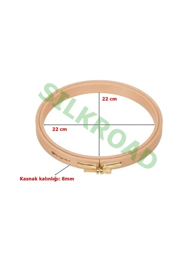 Nurge 8mm Vidalı Ağaç Kasnak - No:5 Nakış Kasnağı - 220mm - 8mm