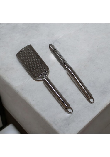 2'li Rende Set Meyve Sebze Saplı El Rendesi Ve Oyacak Set Meyve Sebze Soyacağı El Rendesi Beyaz