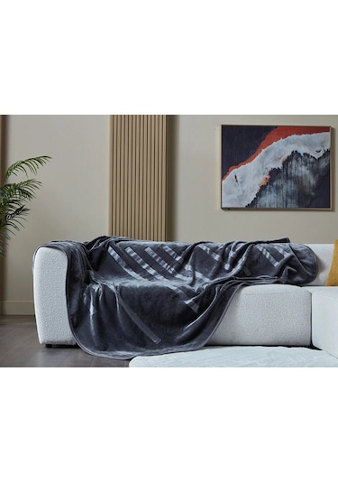 Doqu Embos Battaniye Perlina Çift Kişilik Gri