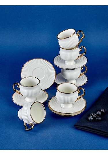 Neva N3501 Santo Gold 6 Kişilik Kahve Fincan Takımı 90 Ml