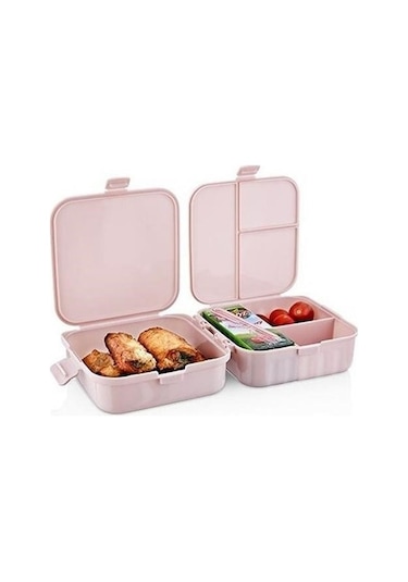 Buffer Kendiliğinden Kaşık Çatallı Beslenme Kutusu 4 Bölmeli Çocuk Beslenme Kabı Saklama Kutusu Çok Renkli