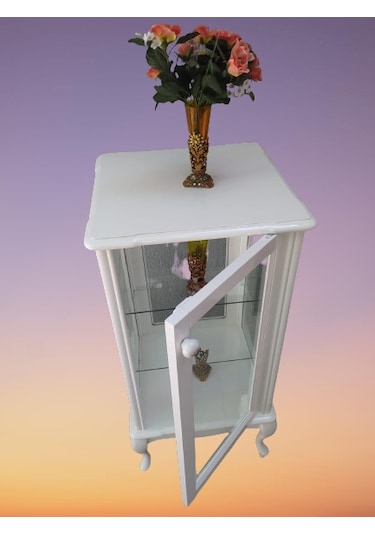 Bengimobilya Gümüşlük Kare Model 98 Cm Parlak Beyaz Boya Kayın Lükens Aslan Ay