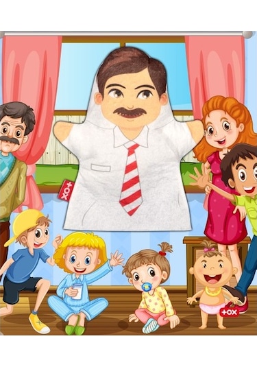 Tox Baba Aile Bireyleri Keçe El Kukla T340 . Eğitici Oyuncak