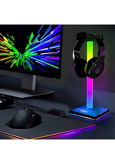 Vkemall Rgb Işıklı Masaüstü Kulaklık Tutucu, Dokunmatik Kontrol, Ayrılabilir Tasarım, Oyuncu Kulaklık Destek, Stilikli Ambiyans Işığı