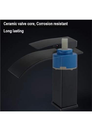 Novahub Şelale Lavabo Musluk Paslanmaz Çelik Sıcak Soğuk Siyah