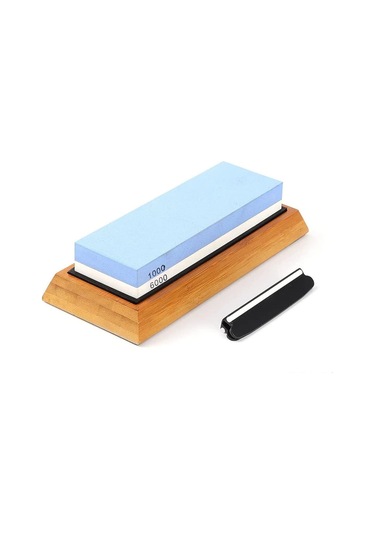 Tenfowee 1000/6000 Zımpara Taşı Seti, Ahşap Ve Silikon Kaymaz Altlık, Profesyonel Bıçak, Bıçak Ve Alet Keskinleştirici