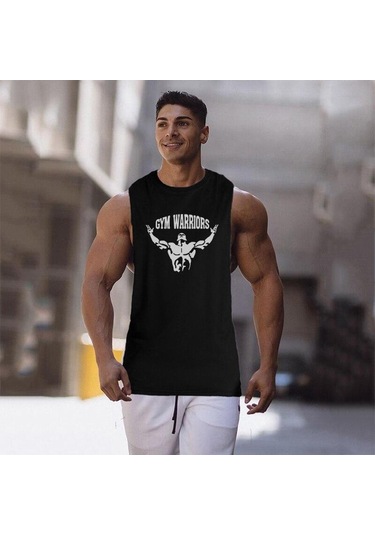 Siyah Muscleguys Yaz Vücut Geliştirme Spor Pamuklu Kolsuz Bluz Erkek Rahat Eğitim Kıyafetleri Gevşek Gelgit Marka Hip-hop Üstleri Siyah
