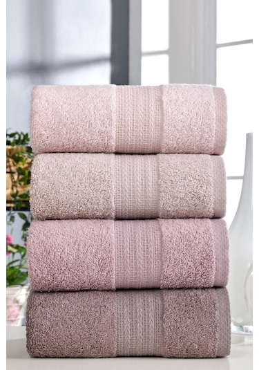 4lü Havlu Seti Rainbow Pudra 50x85cm Pudra
