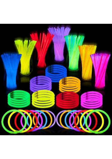 Neon Glow Stick Işıklı Fosfor Çubuk Işıklı Bileklik 200 Adet Işıklı Kolye Işıklı Çubuk Neon Işık Çok Renkli