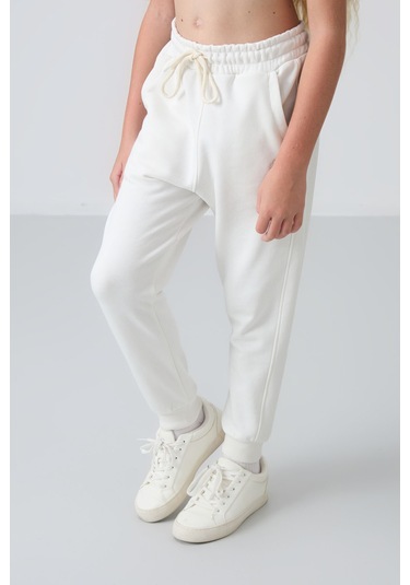 Tommy Life Ekru Pamuklu İçi Tüylü Yumuşak Dokulu Standart Fit Nakışlı Kız Çocuk Eşofman Takım - 75148 Ekru