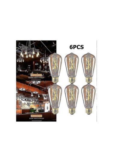 6 Adet Vintage Retro St64 E27 Edison Ampul, 40w Filament Ampul, Sıcak Beyaz - Sıcak Parıltılı Klasik Aydınlatma Diğer