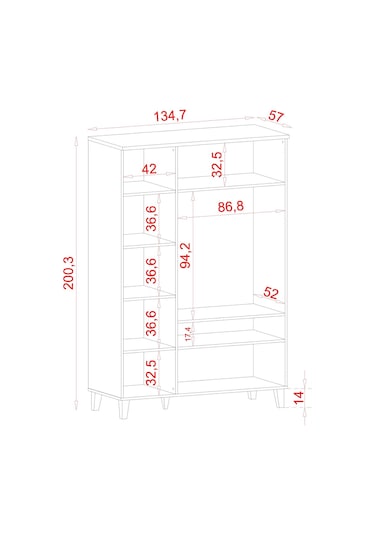 Meltem Kids Vera Genç Odası Üç Kapılı Dolap