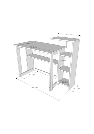 Saye 5 Raflı Kitaplıklı Çalışma Masası Atlantik Çam