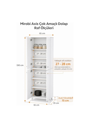 Mirobi Axis Çok Amaçlı Mutfak Dolabı Kiler Dolabı Erzak Dolab... Çam