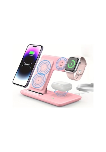 Xuweiwei Mingmai 3ü 1 Arada Katlanabilir Kablosuz Siyah Sarj Istasyonu İphone Uyumlu 15 14 13 12 11 Pro Max Mini Plus Airpods Watch 1 9 İcin