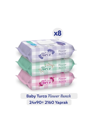 Baby Turco Flower Bunch Islak Havlu 24X90 (2160 Yaprak)