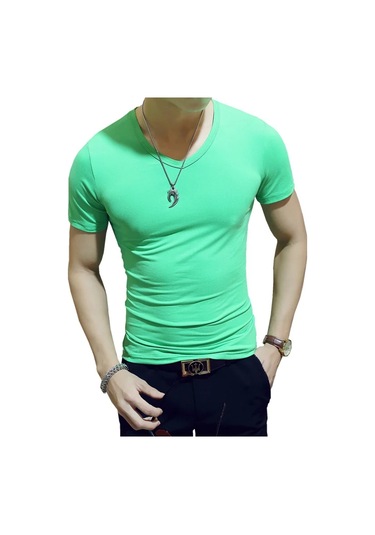 Snapbuymoda Erkek Yazlık Kısa Kollu V Yaka Polyester Tişörtturuncuerkek Turuncu