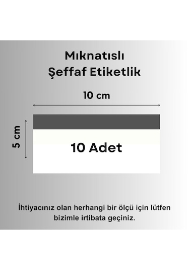 Şeffaf Etiket 10 Ad Pvc Magnet Etiketlik Mıknatıslı 10x5 Cm Raf Etiket Cebi