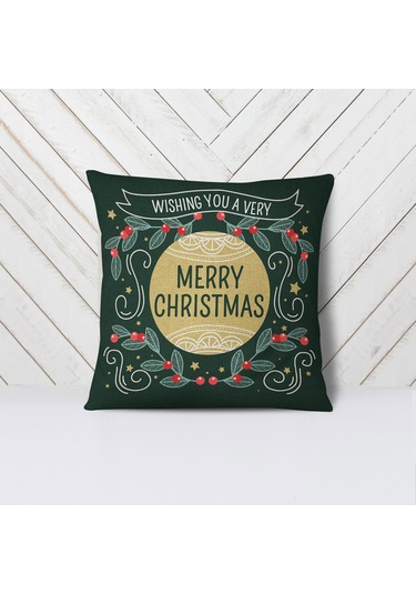 Yılbaşı Çiçekleri Desenli -4 lü Kırlent Kılıf Seti -İki Tarafı