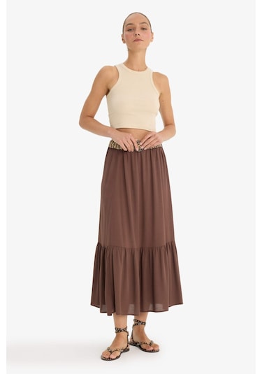 Defacto A Kesim Krinkıl Viskon Etek F9647ax25aubn320 Kahve