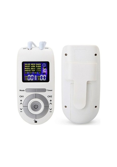 Tysm Taşınabilir 2 Kanallı Tens&ems Cihazı - Kas Masajı Beyaz - 12 Modlu 40 Güç Seviyesi Beyaz