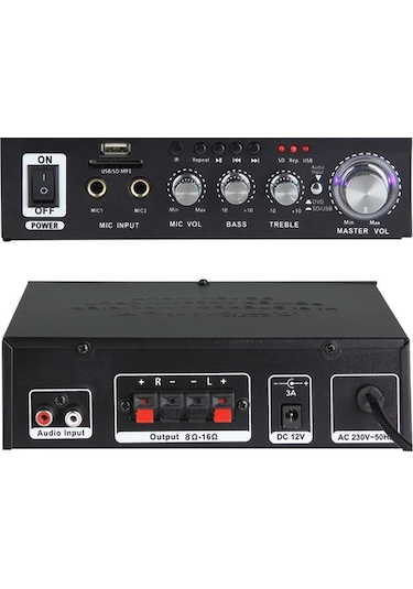 Notel Not-306 2x20w 4-8 Ohm Usb/sd Gi Ri Şli Bluetooth'lu 2 Mi Krofon Gi Ri Şli Trafosuz Stereo Mi