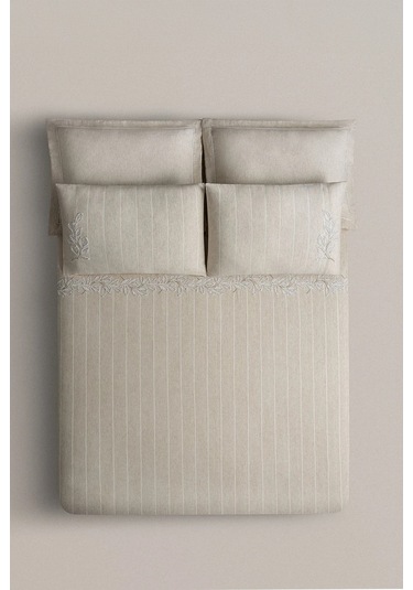 Ecocotton Samira Bej %100 Organik Pamuk Kenevir Çift Kişilik Nevresim Takımı Bej