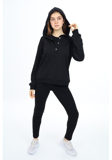 Toontoy Kız Çocuk Üçlü Taytlı Takım Siyah