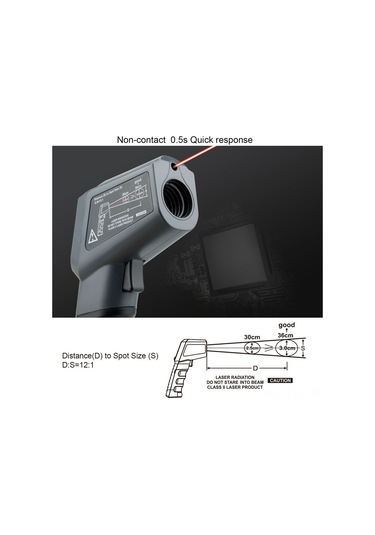 Xindoker "pratik Kızılötesi Termometre: Lcd Ekranlı, Arka Işıklı, Tek Elle Kullanım, -50 C'den 550 C'ye Ölçüm"