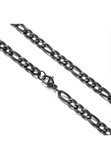 Çelik Kolye Klasik 3+1 Zincir Model 4 Mm 55-60 Cm Siyah Black Siyah