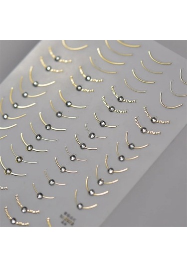 Flybuy 1 Adet 5d Rhinestones Retro Dalga Tırnak Etiketler Altın Gümüş To3353